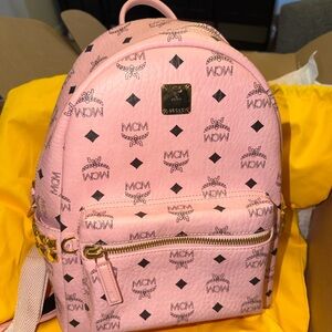 MCM Pink Logo Backpack